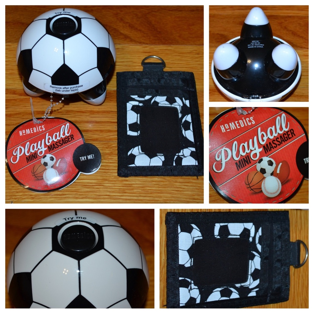 Homedics soccer ball mini massager and wallet - NEW